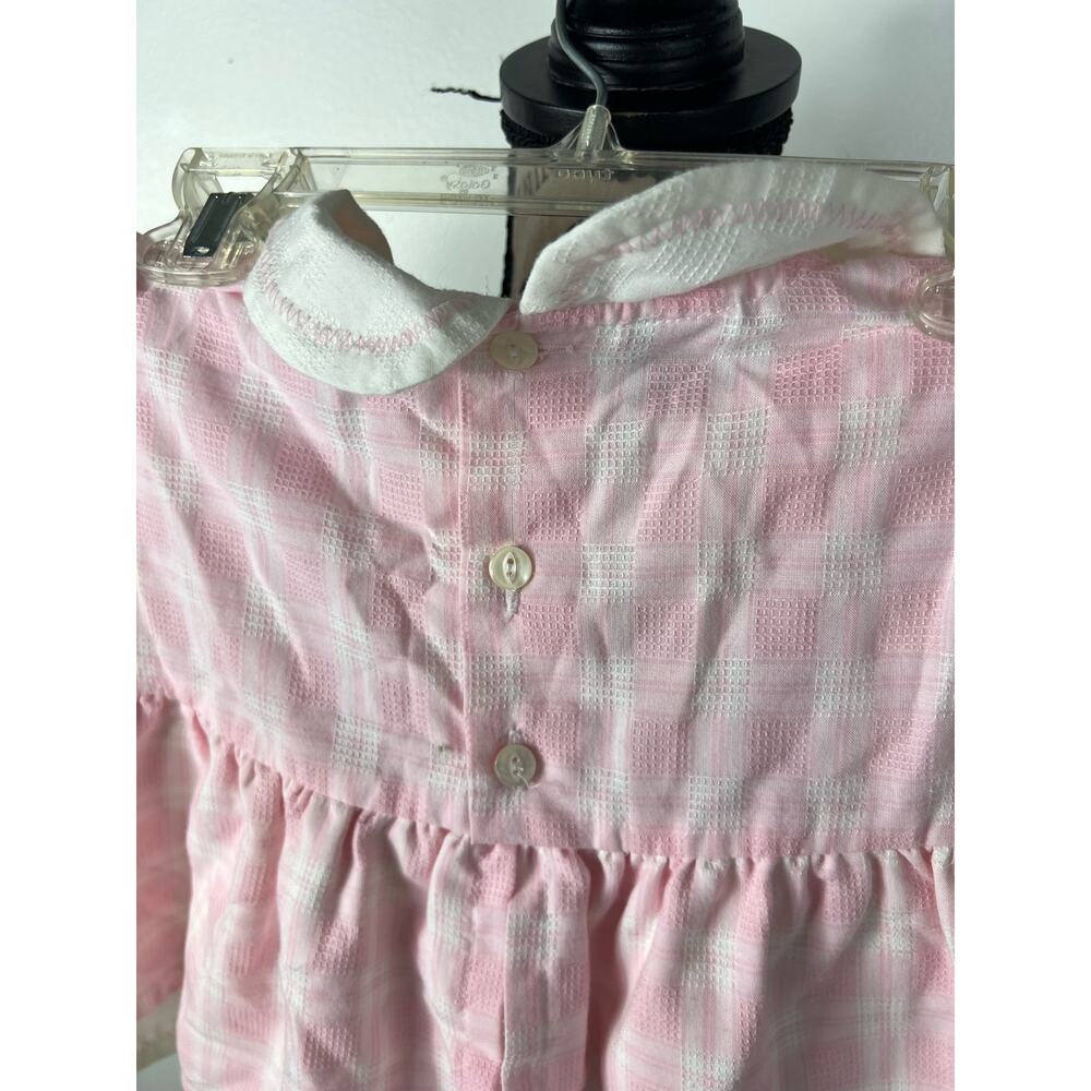 Vintage 24M light pink and white plaid collard dress with cat detail - Picture 8 of 10